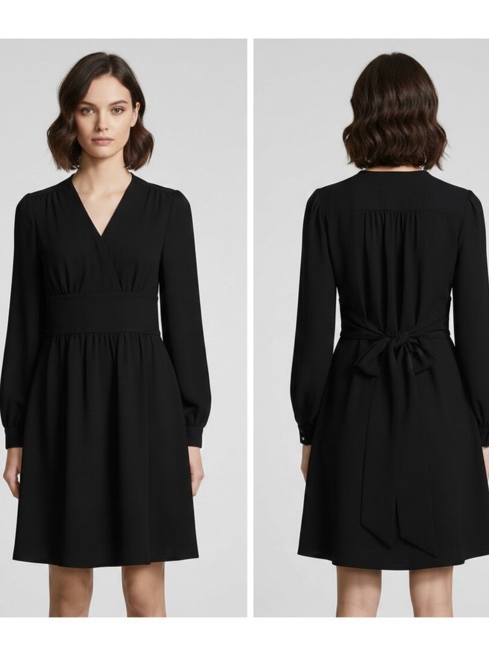 Kate Spade Black Tie Waist Blaze A Trail Women's Size 8 Long Sleeve Dress